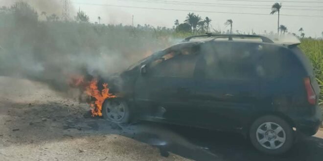 حريق يلتهم سيارة ملاكي في نجع حمادي