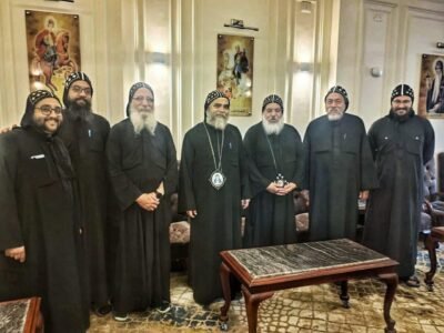 صورة من لقاء الأنبا بضابا والأنبا إقلاديوس بدير الأنبا باخوميوس بالأقصر