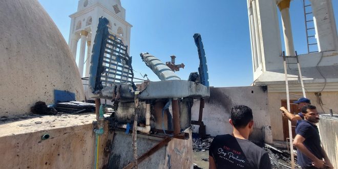 حريق بكنيسة العذراء في إسنا