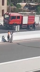 السيطرة على حريق بسيارة بيجو أعلى كوبري الرياح